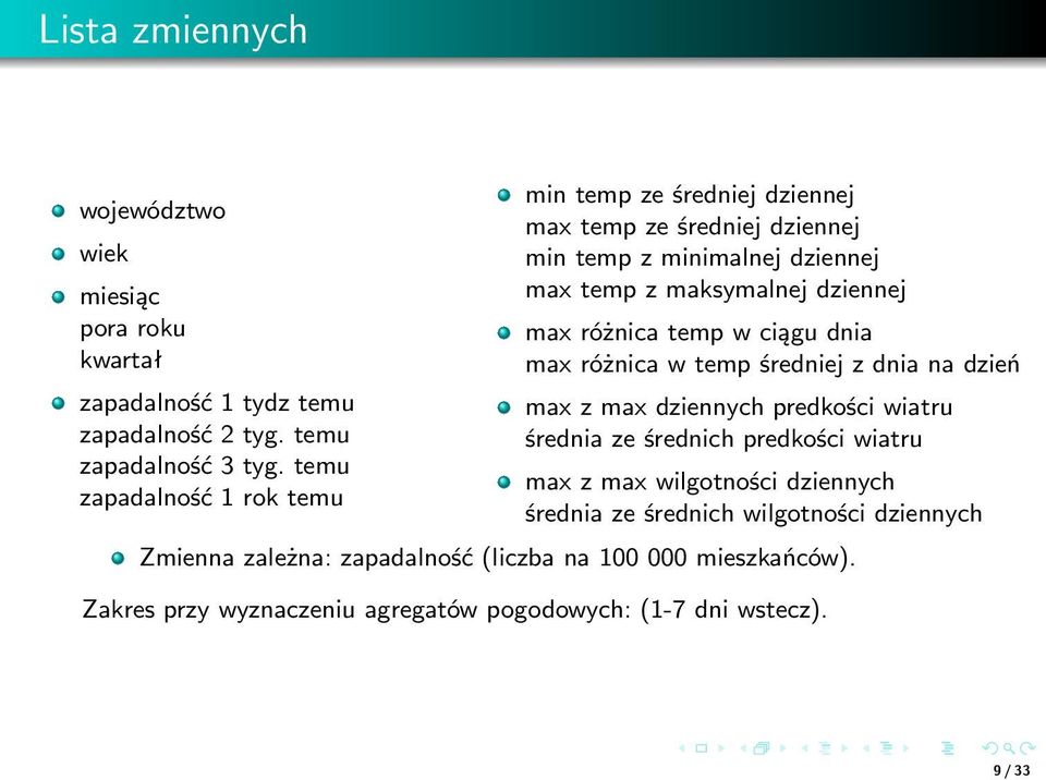 różnica temp w ciągu dnia max różnica w temp średniej z dnia na dzień max z max dziennych predkości wiatru średnia ze średnich predkości wiatru max z max