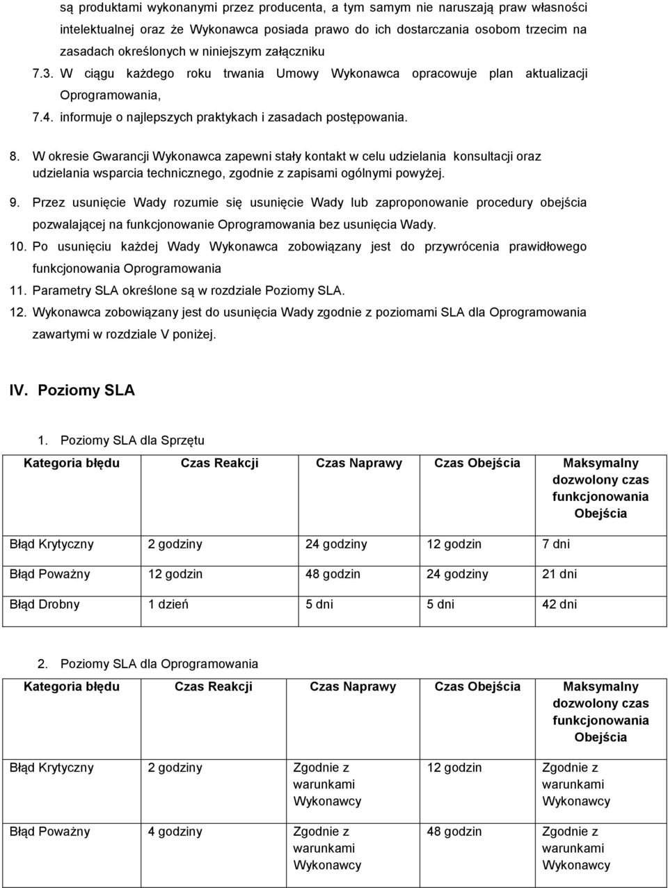 W okresie Gwarancji Wykonawca zapewni stały kontakt w celu udzielania konsultacji oraz udzielania wsparcia technicznego, zgodnie z zapisami ogólnymi powyżej. 9.