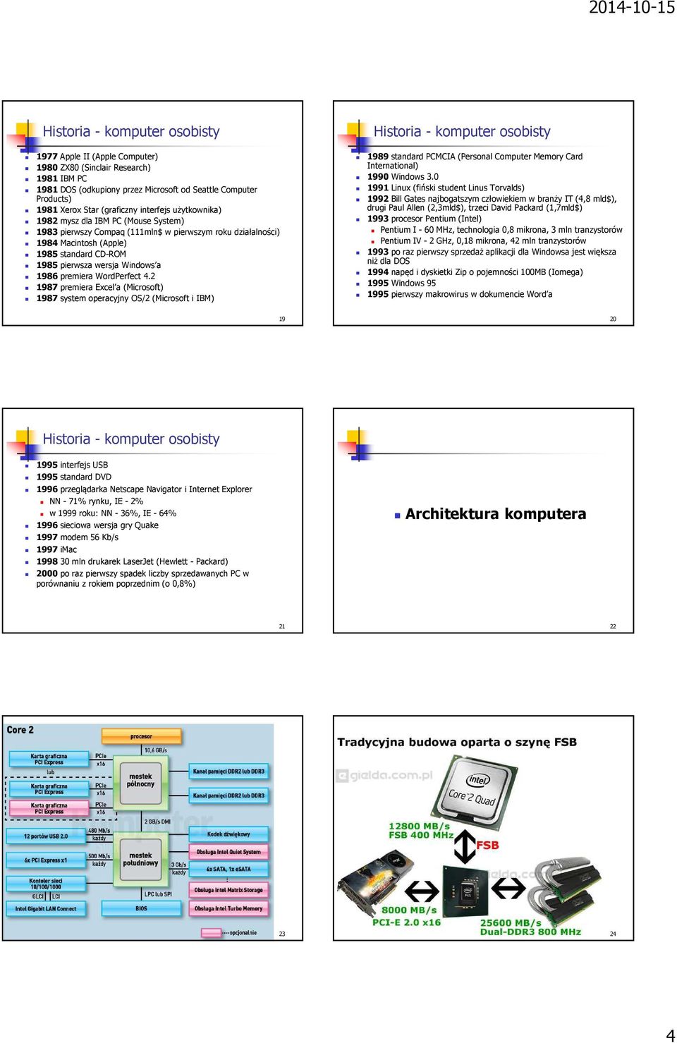 2 1987 premiera Excel a (Microsoft) 1987 system operacyjny OS/2 (Microsoft i IBM) 1989 standard PCMCIA (Personal Computer Memory Card International) 1990 Windows 3.