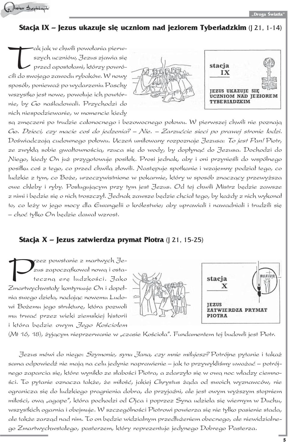 Przychodzi do nich niespodziewanie, w momencie kiedy s¹ zmêczeni po trudzie ca³onocnego i bezowocnego po³owu. W pierwszej chwili nie poznaj¹ Go. Dzieci, czy macie coœ do jedzenia? Nie.