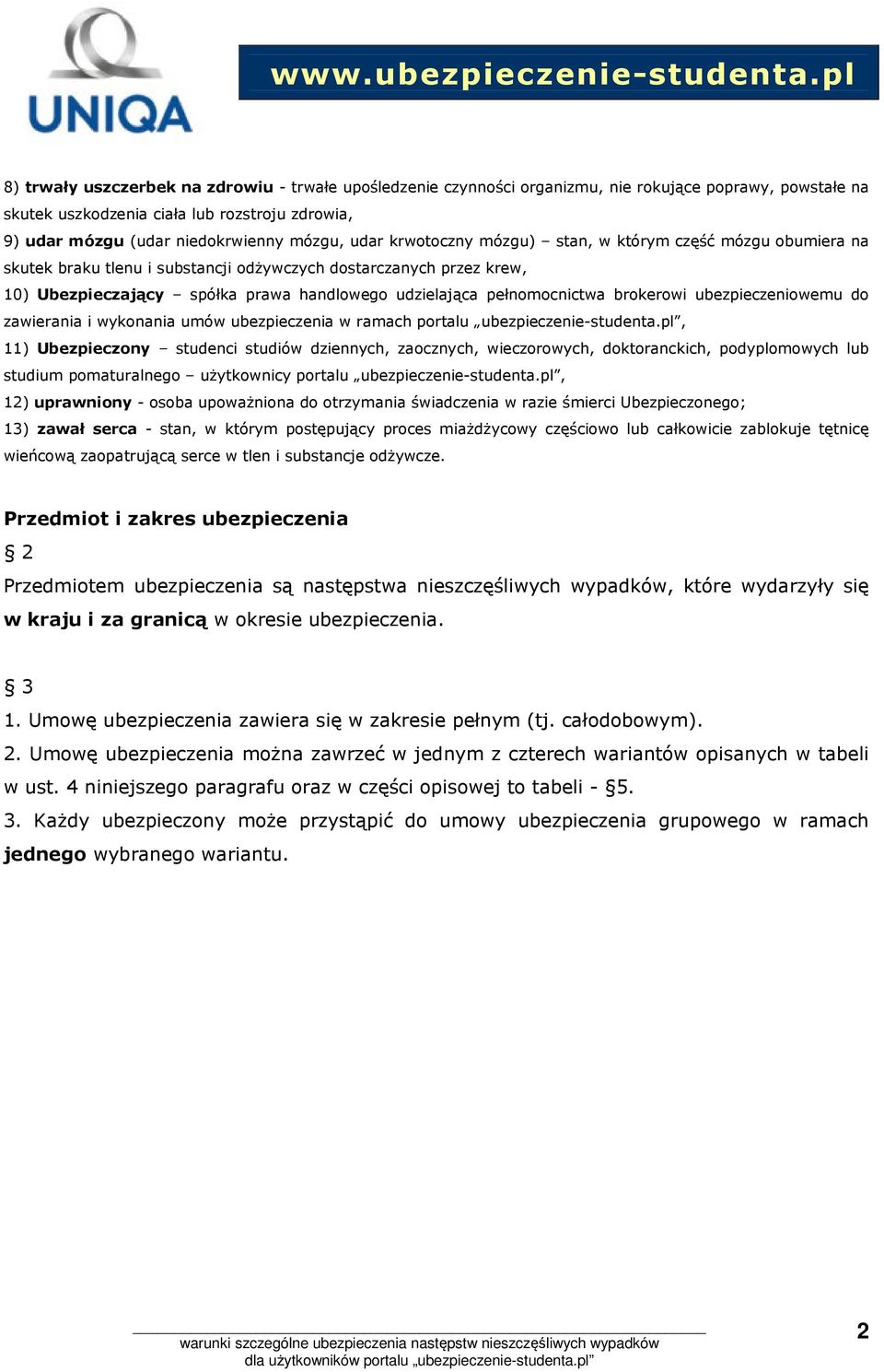 pełnomocnictwa brokerowi ubezpieczeniowemu do zawierania i wykonania umów w ramach portalu ubezpieczenie-studenta.