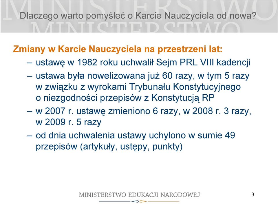 nowelizowana już 60 razy, w tym 5 razy w związku z wyrokami Trybunału Konstytucyjnego o niezgodności przepisów