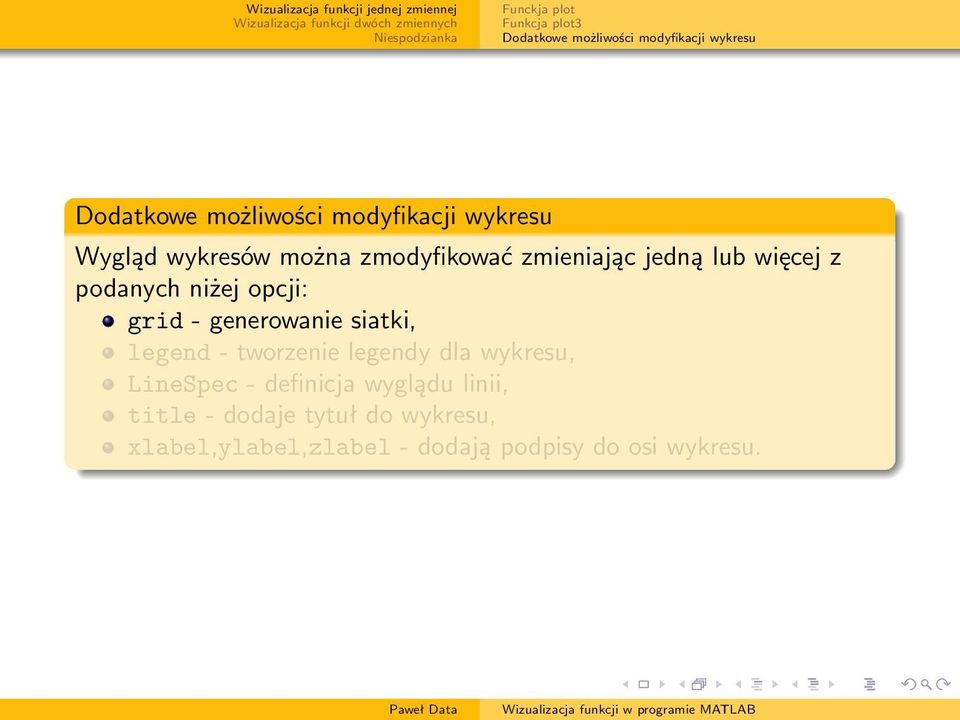 - tworzenie legendy dla wykresu, LineSpec - definicja wyglądu linii, title