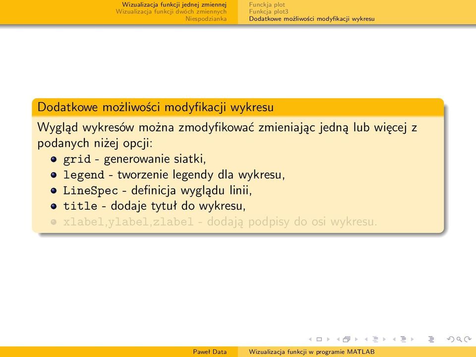 - tworzenie legendy dla wykresu, LineSpec - definicja wyglądu linii, title