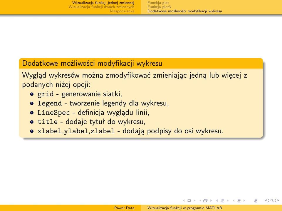 - tworzenie legendy dla wykresu, LineSpec - definicja wyglądu linii, title