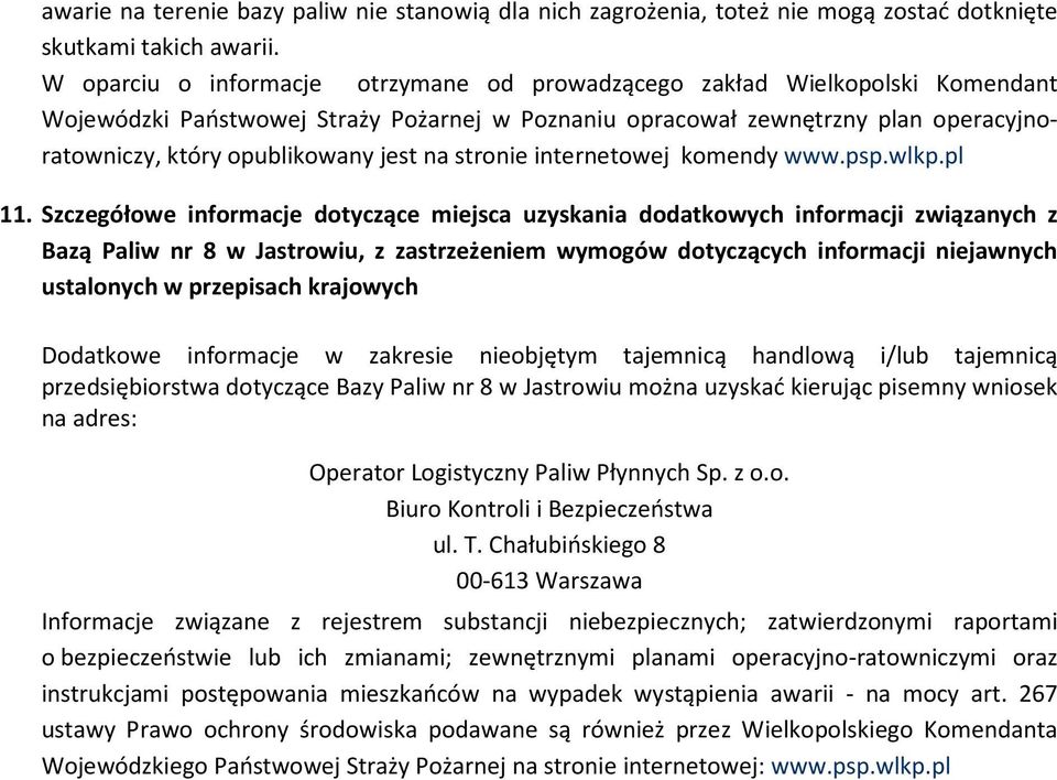 na stronie internetowej komendy www.psp.wlkp.pl 11.