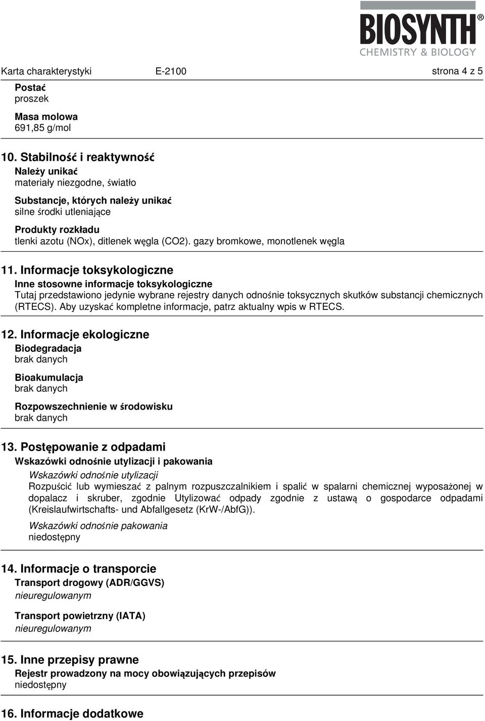 gazy bromkowe, monotlenek węgla 11.