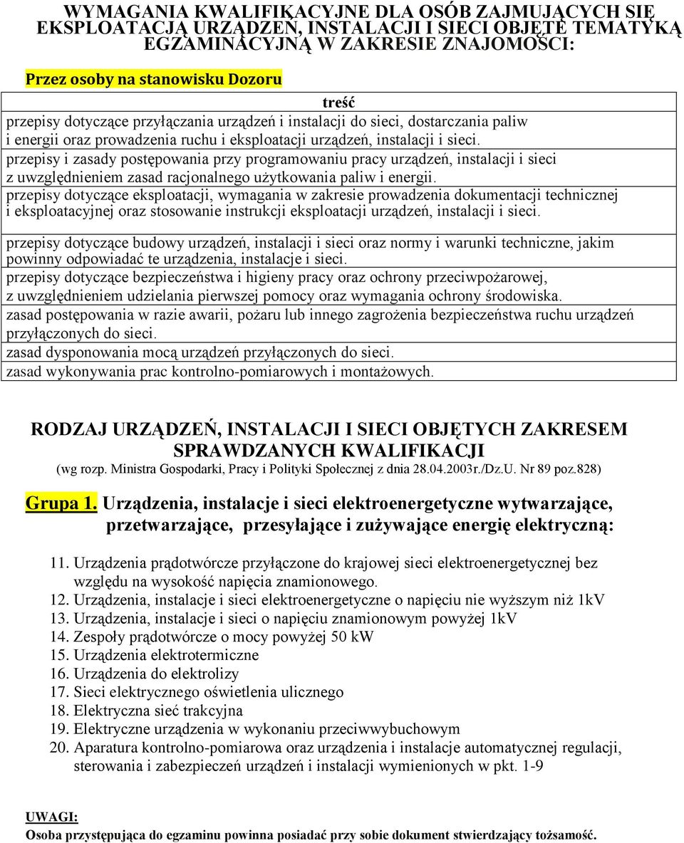 przepisy dotyczące eksploatacji, wymagania w zakresie prowadzenia dokumentacji technicznej i eksploatacyjnej oraz stosowanie instrukcji eksploatacji urządzeń, instalacji i sieci.