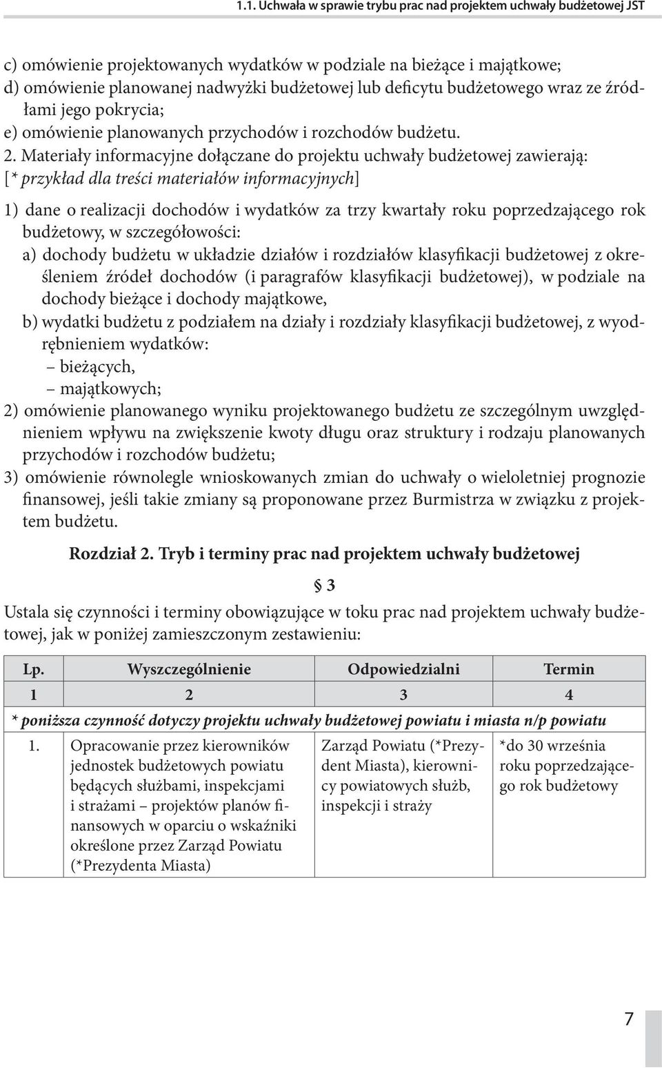 Materiały informacyjne dołączane do projektu uchwały budżetowej zawierają: [* przykład dla treści materiałów informacyjnych] 1) dane o realizacji dochodów i wydatków za trzy kwartały roku