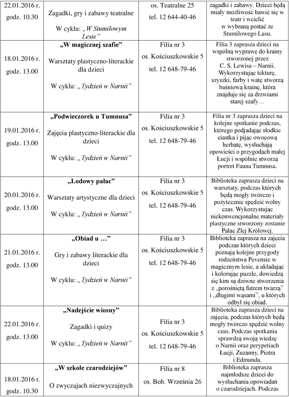 Wykorzystując tekturę, szyszki, farby i watę stworzą baśniową krainę, która znajduje się za drzwiami starej szafy 19.01.2016 r.