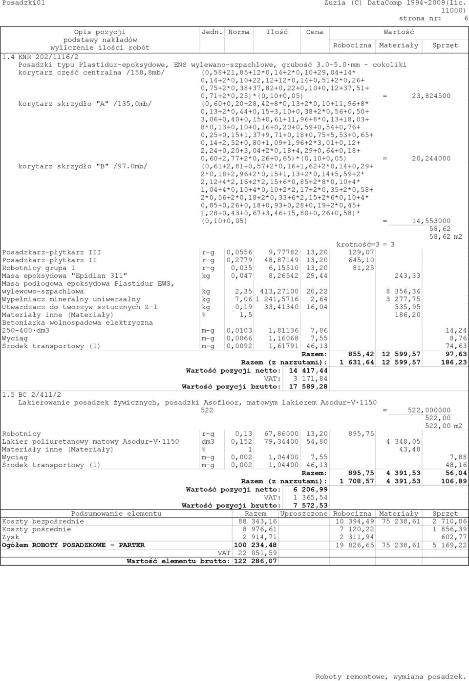 23,824500 korytarz skrzydło "A" /135,0mb/ (0,60+0,20+28,42+8*0,13+2*0,10+11,96+8* 0,13+2*0,44+0,15+3,10+0,38+2*0,56+0,50+ 3,06+0,40+0,15+0,61+11,96+8*0,13+18,03+ 8*0,13+0,10+0,16+0,20+0,59+0,54+0,76+