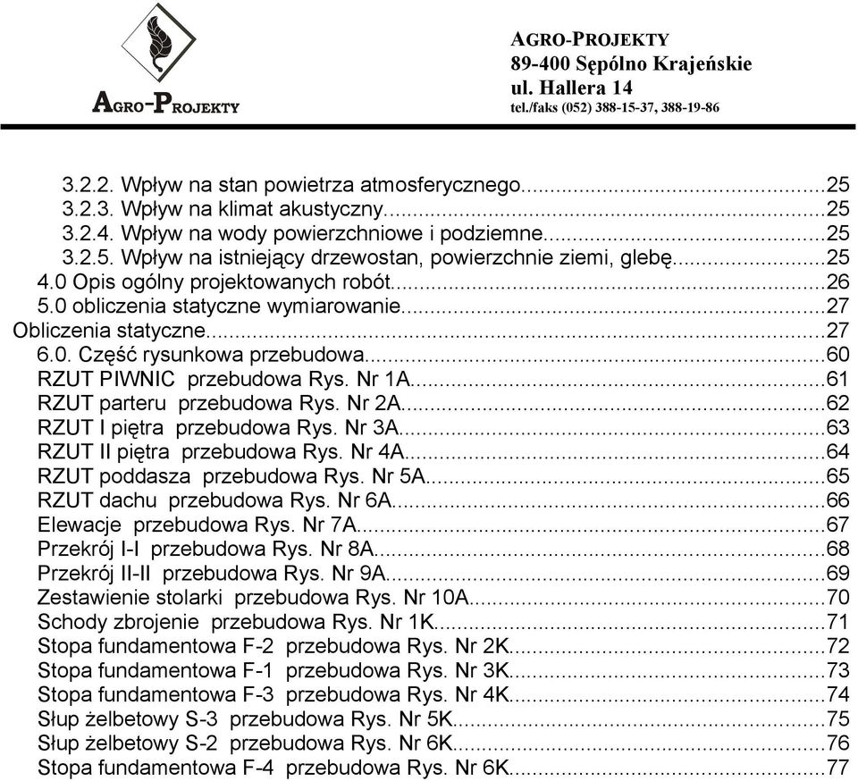 ..60 RZUT PIWNIC przebudowa Rys. Nr 1A...61 RZUT parteru przebudowa Rys. Nr 2A...62 RZUT I piętra przebudowa Rys. Nr 3A...63 RZUT II piętra przebudowa Rys. Nr 4A...64 RZUT poddasza przebudowa Rys.