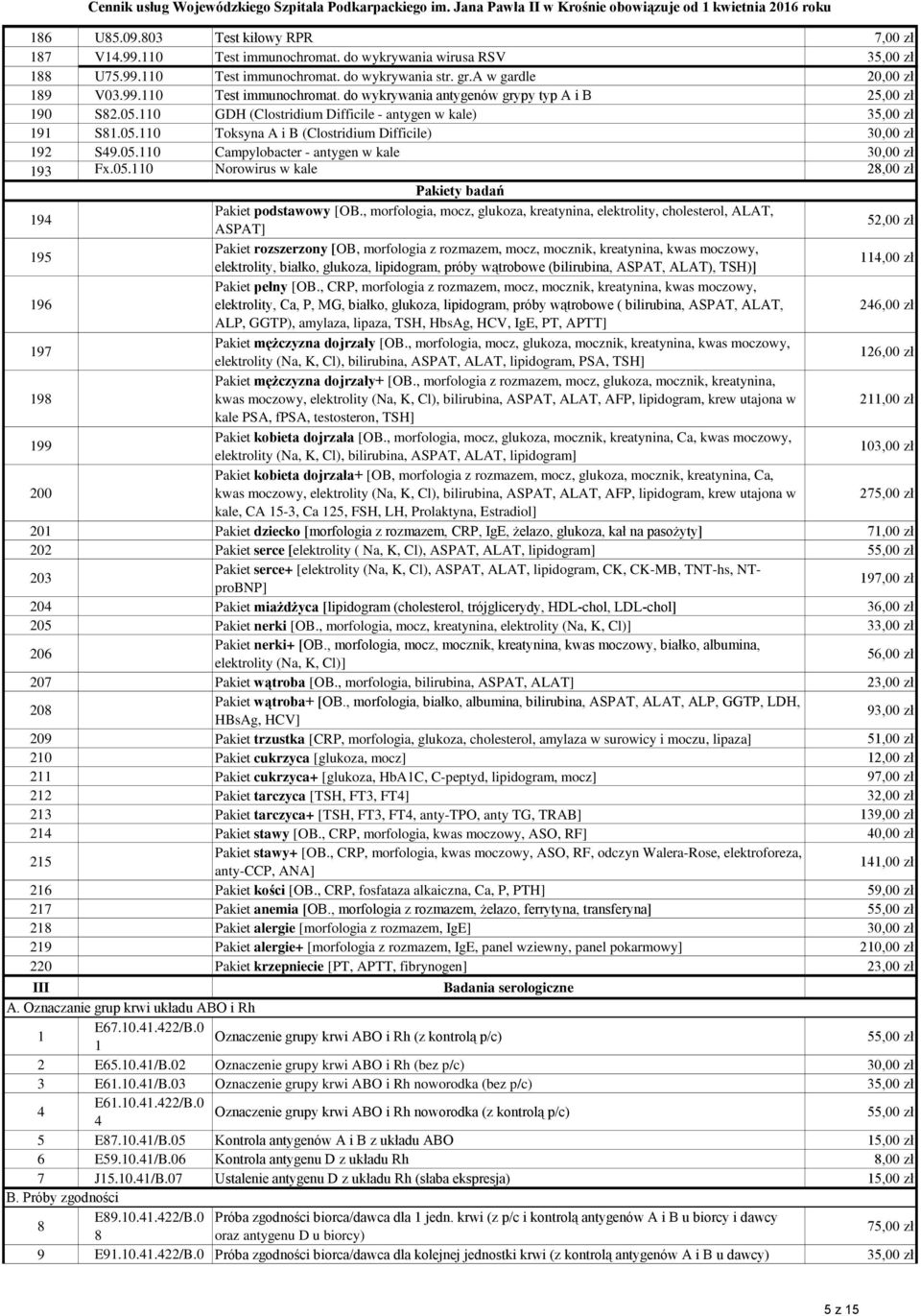 , morfologia, mocz, glukoza, kreatynina, elektrolity, cholesterol, ALAT, ASPAT] 52,00 zł 195 Pakiet rozszerzony [OB, morfologia z rozmazem, mocz, mocznik, kreatynina, kwas moczowy, elektrolity,