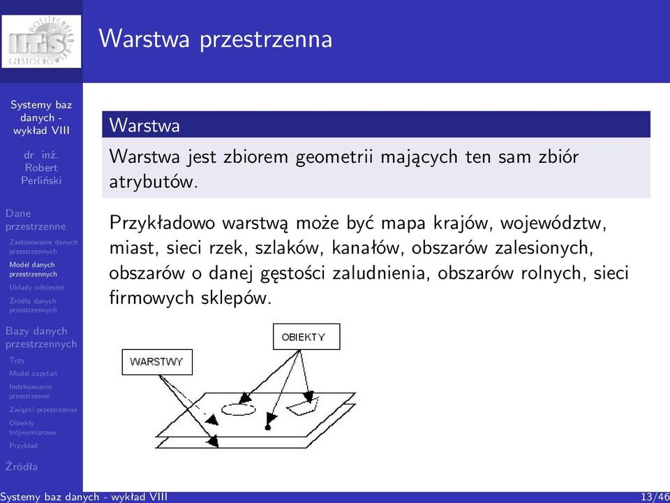 owo warstwą może być mapa krajów, województw, miast, sieci rzek, szlaków,