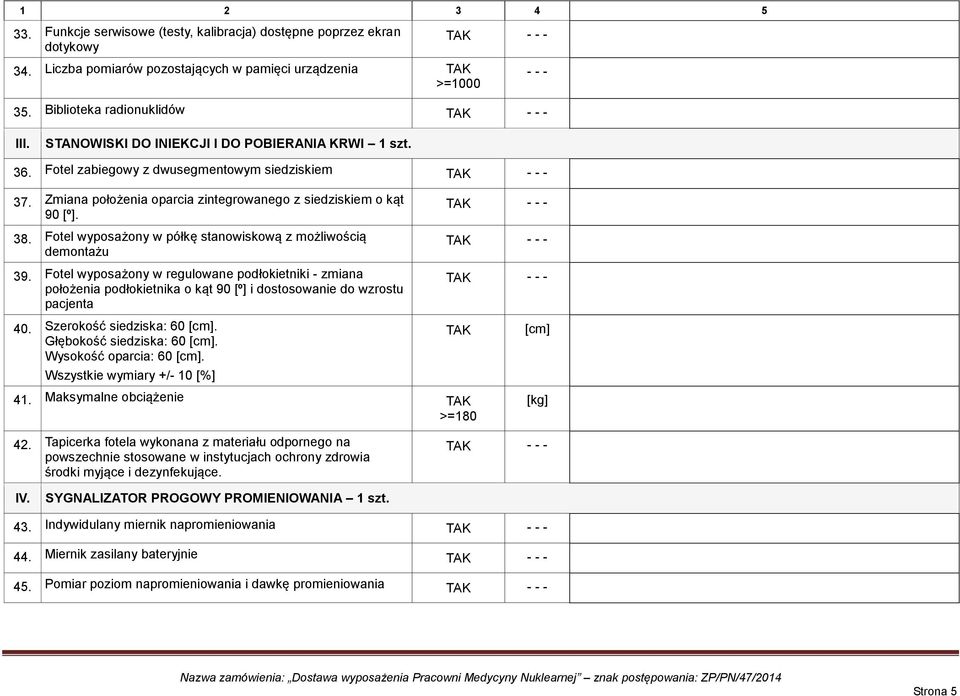 Fotel wyposażony w półkę stanowiskową z możliwością demontażu 39. Fotel wyposażony w regulowane podłokietniki - zmiana położenia podłokietnika o kąt 90 [º] i dostosowanie do wzrostu pacjenta 40.