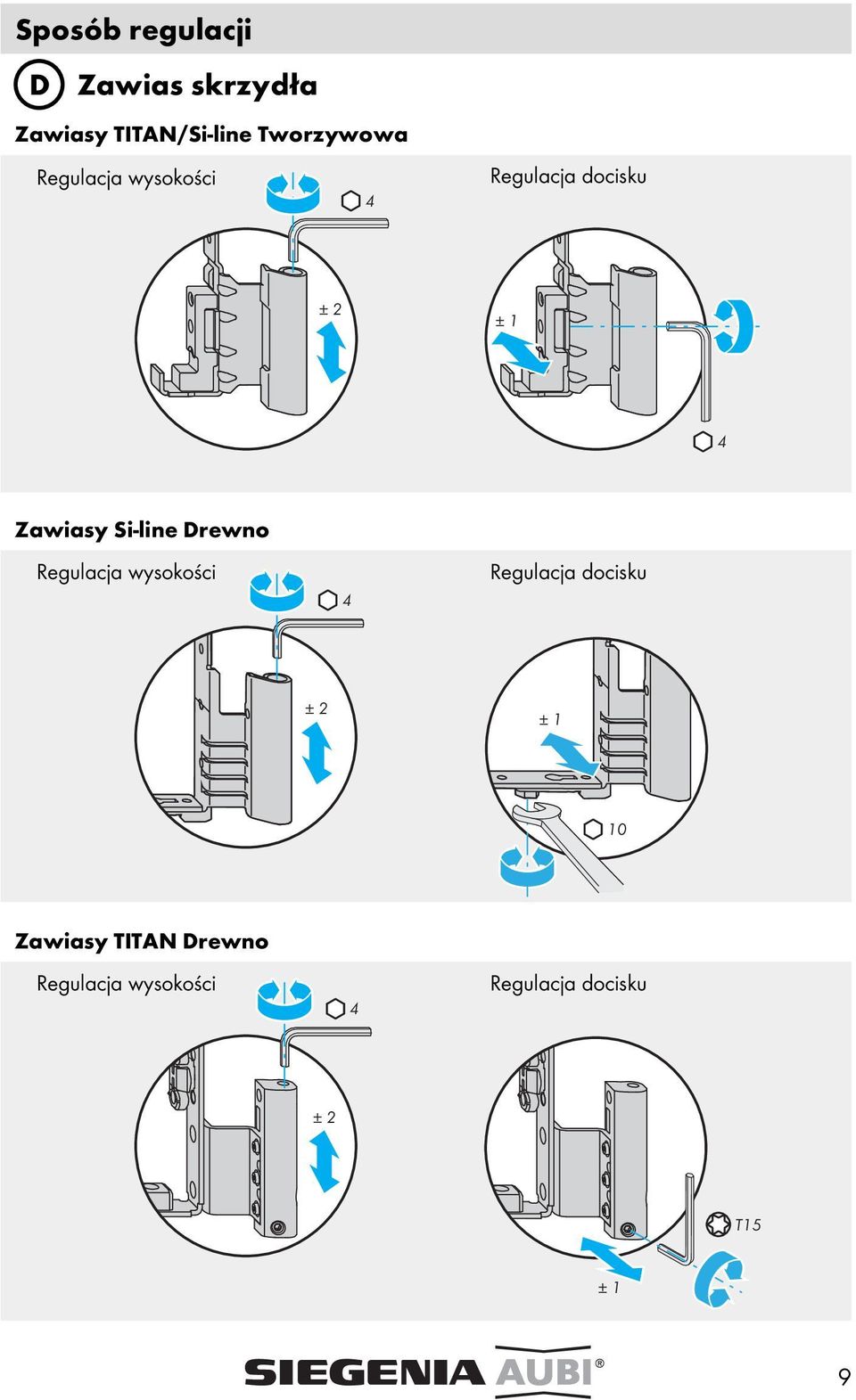 Zawiasy Si-line Drewno 10