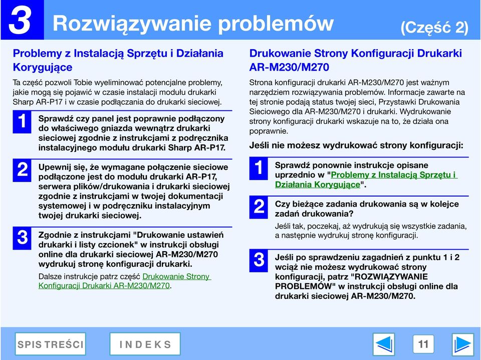 1 2 3 Sprawdź czy panel jest poprawnie podłączony do właściwego gniazda wewnątrz drukarki sieciowej zgodnie z instrukcjami z podręcznika instalacyjnego modułu drukarki Sharp AR-P17.