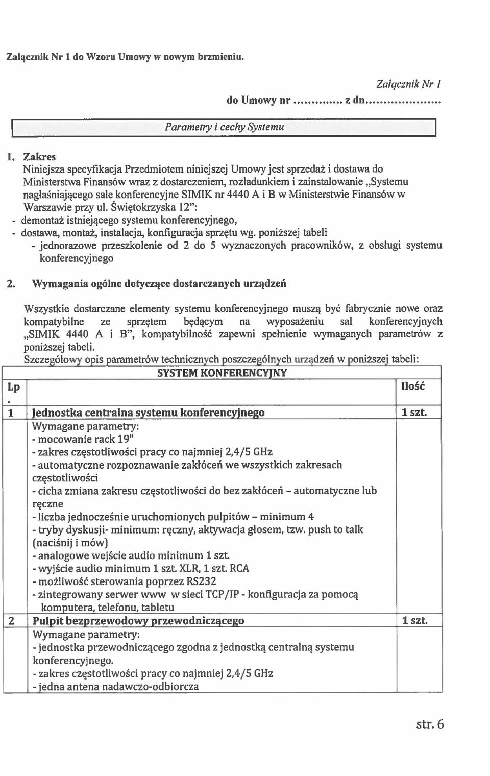 konferencyjne SIMIK nr 4440 A i B w Ministerstwie Finansów w Warszawie przy ul.