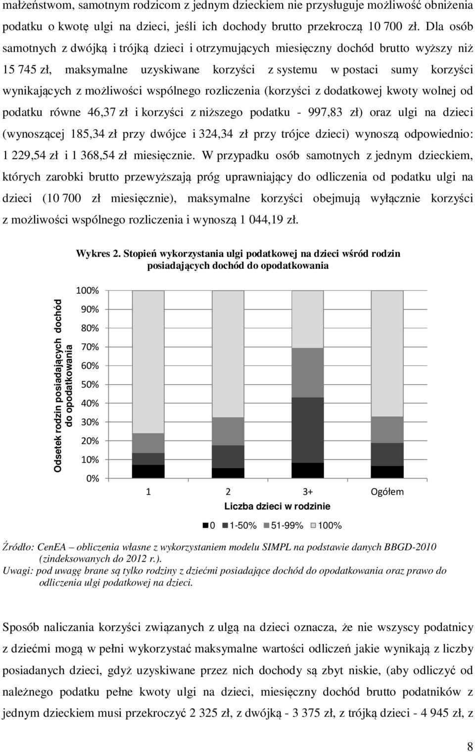 wspólnego rozliczenia (korzyści z dodatkowej kwoty wolnej od podatku równe 46,37 zł i korzyści z niższego podatku - 997,83 zł) oraz ulgi na dzieci (wynoszącej 185,34 zł przy dwójce i 324,34 zł przy