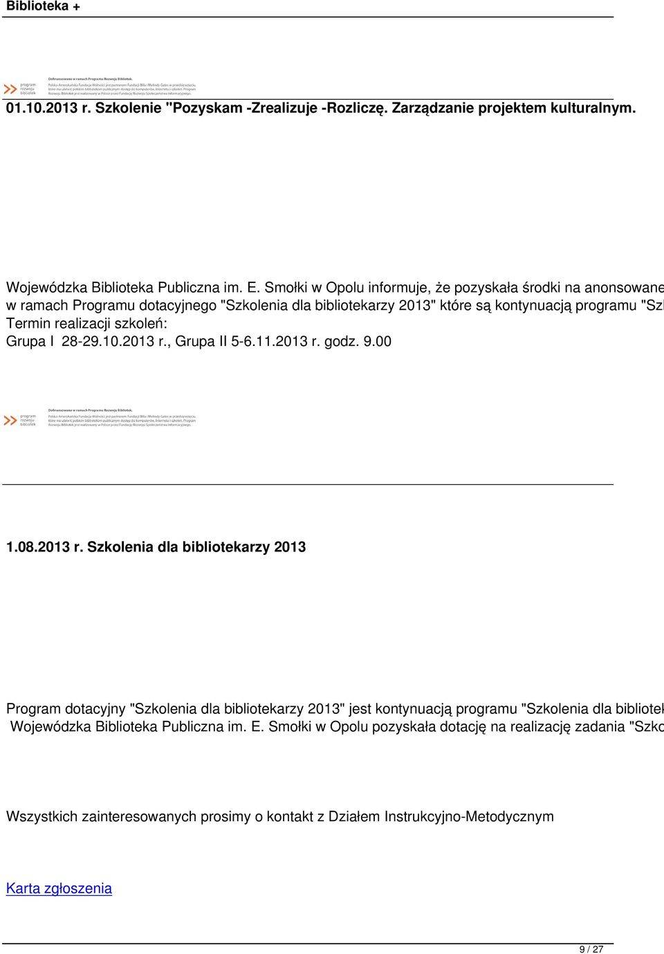 szkoleń: Grupa I 28-29.10.2013 r.