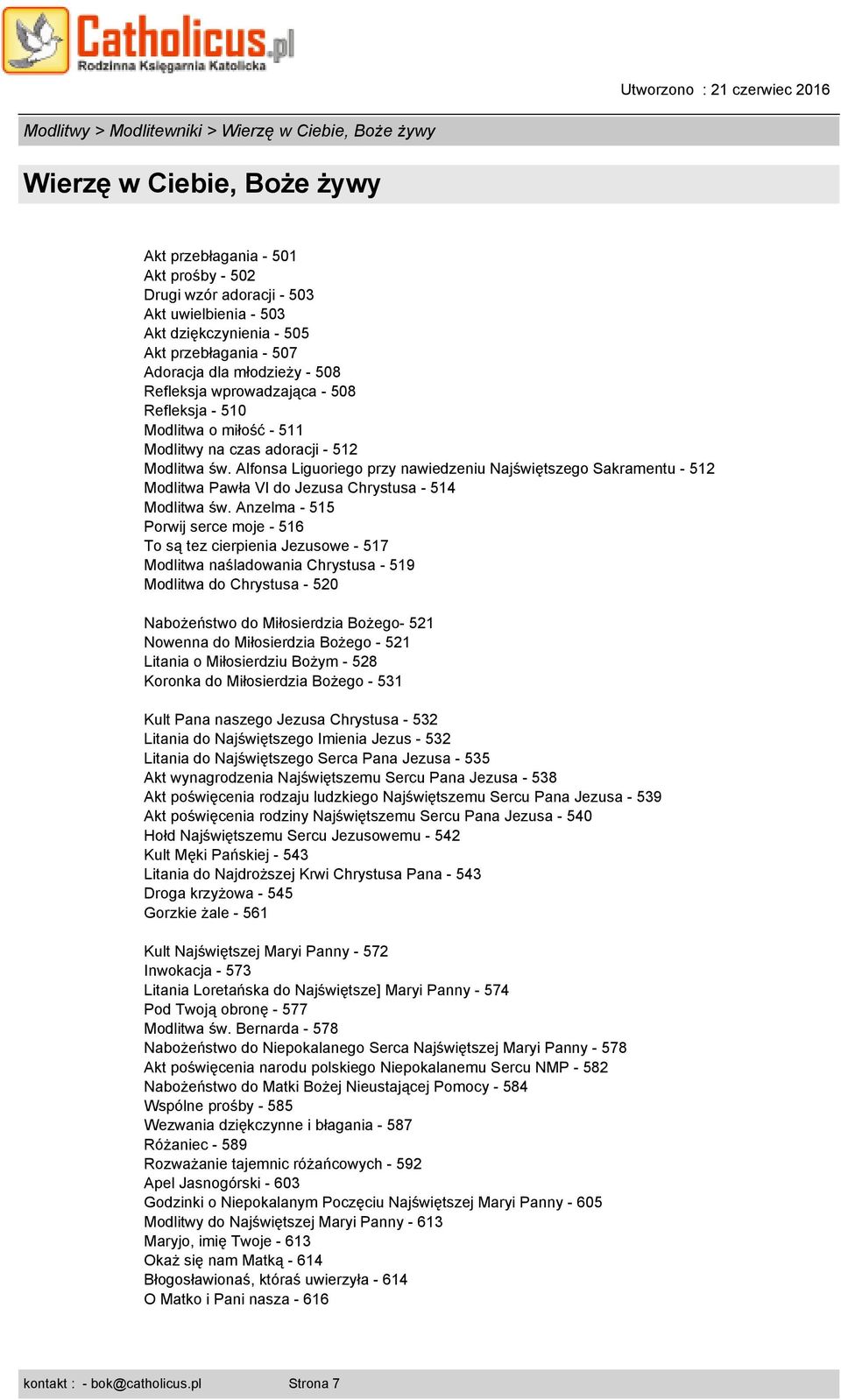 Alfonsa Liguoriego przy nawiedzeniu Najświętszego Sakramentu - 512 Modlitwa Pawła VI do Jezusa Chrystusa - 514 Modlitwa św.