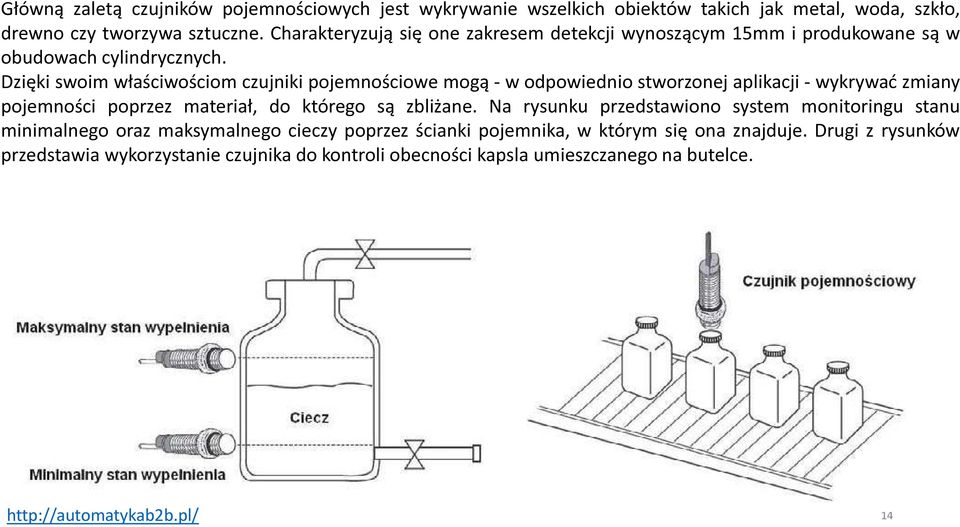 Dzięki swoim właściwościom czujniki pojemnościowe mogą - w odpowiednio stworzonej aplikacji - wykrywać zmiany pojemności poprzez materiał, do którego są zbliżane.