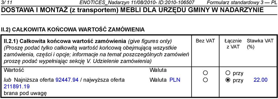 10-106507 Formularz standardowy 3 PL II.2)