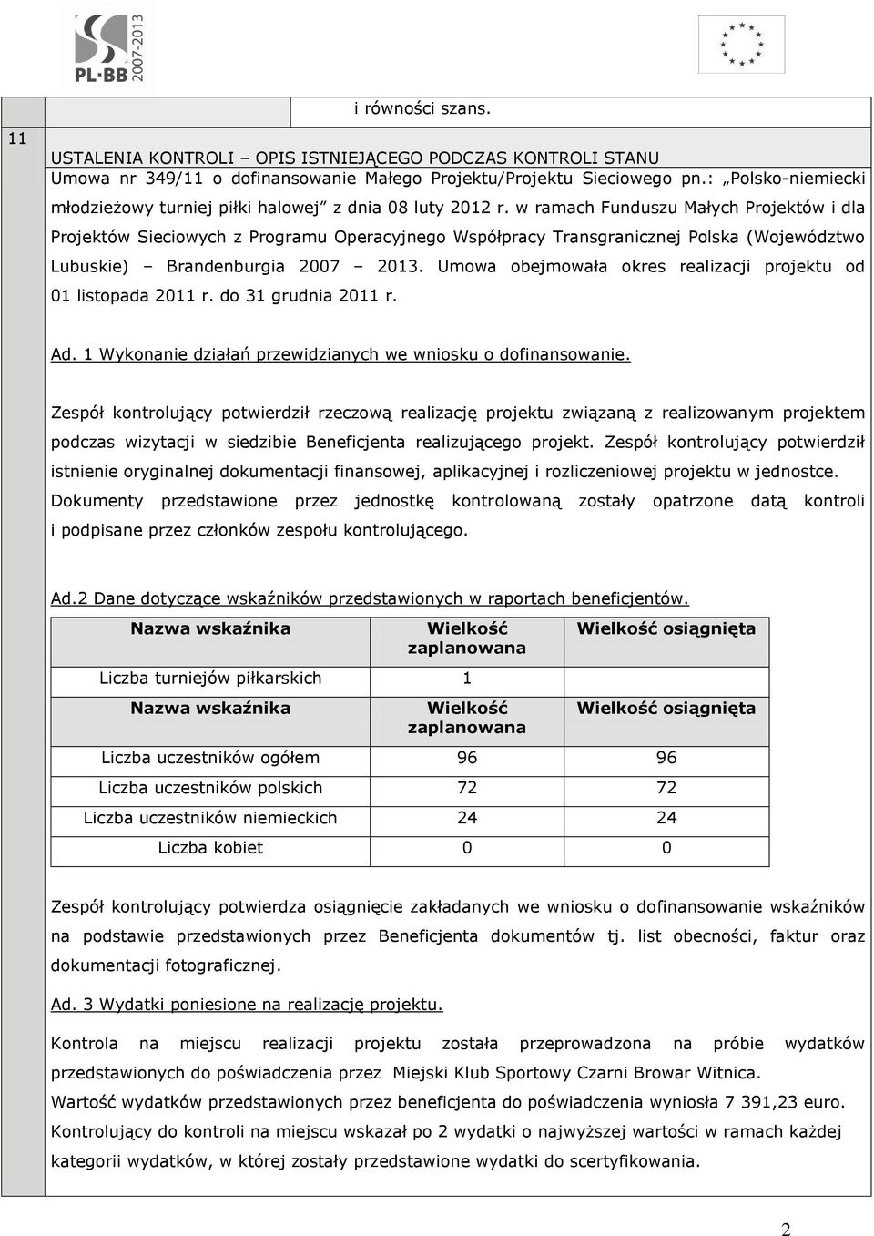 w ramach Funduszu Małych Projektów i dla Projektów Sieciowych z Programu Operacyjnego Współpracy Transgranicznej Polska (Województwo Lubuskie) Brandenburgia 2007 2013.