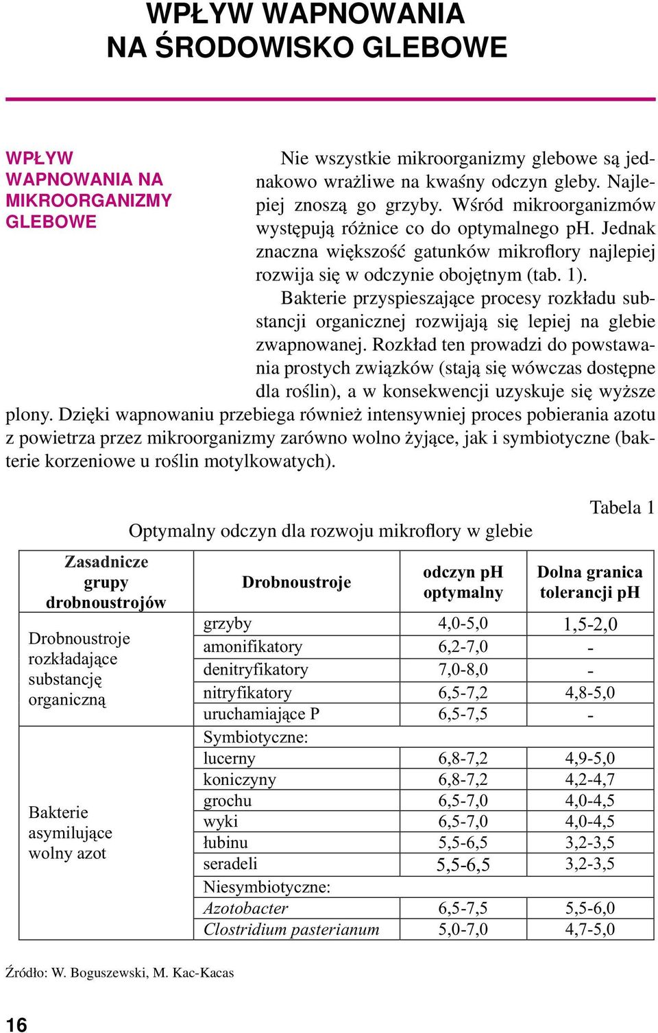 Bakterie przyspieszające procesy rozkładu substancji organicznej rozwijają się lepiej na glebie zwapnowanej.