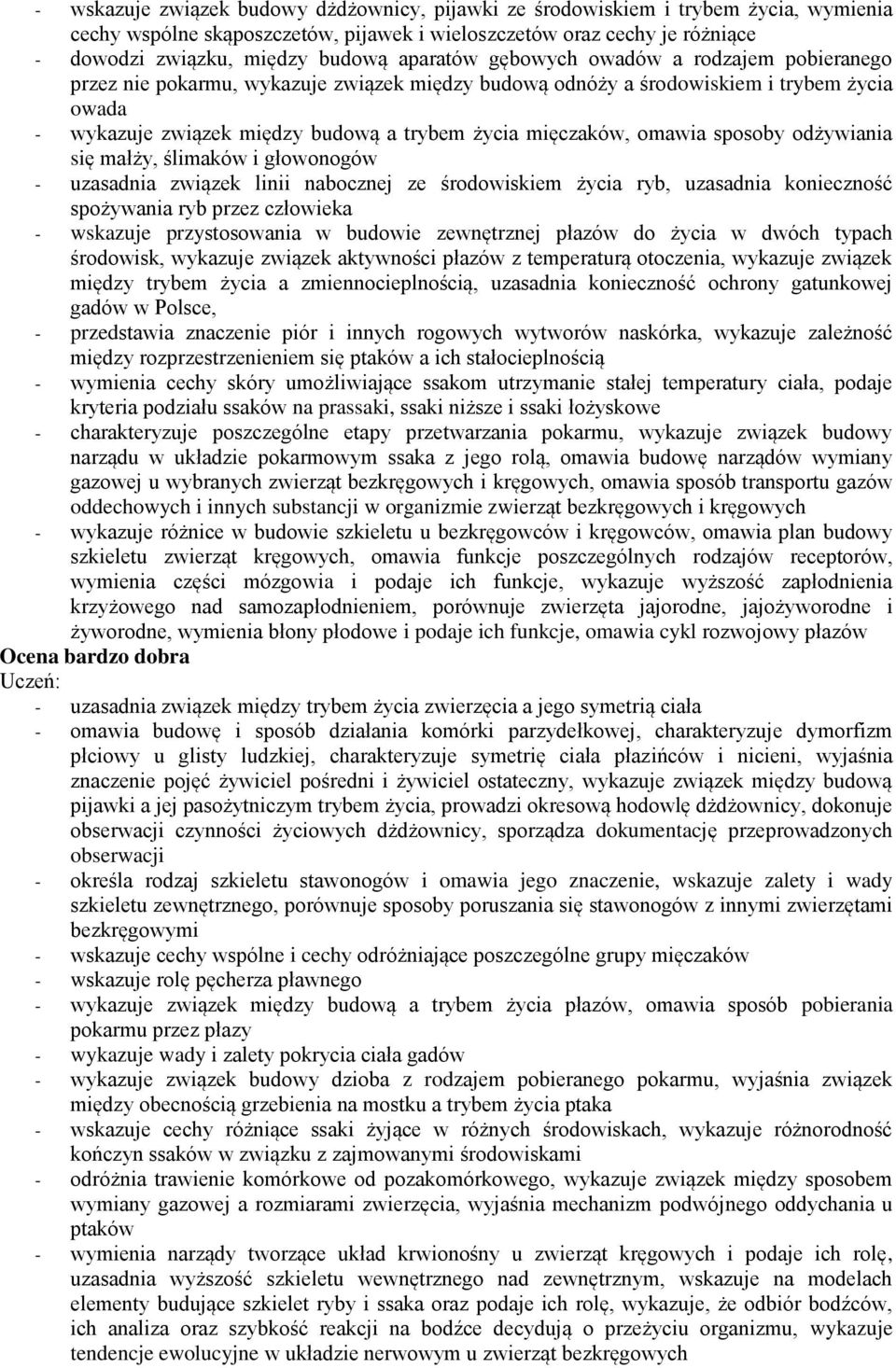 omawia sposoby odżywiania się małży, ślimaków i głowonogów - uzasadnia związek linii nabocznej ze środowiskiem życia ryb, uzasadnia konieczność spożywania ryb przez człowieka - wskazuje