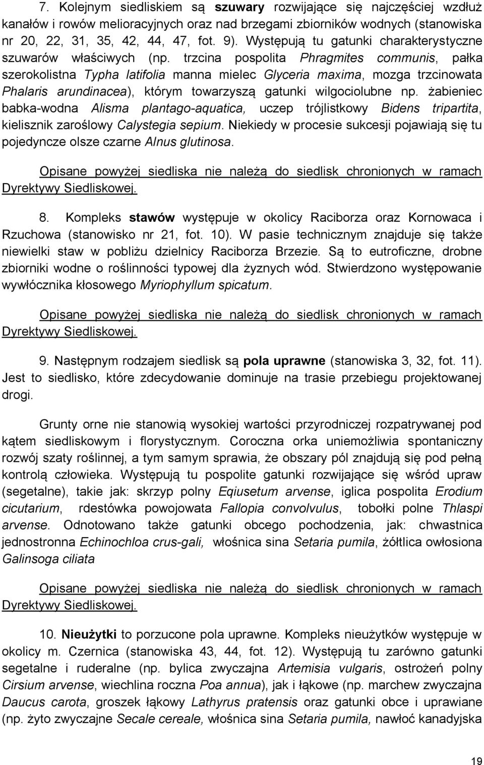 trzcina pospolita Phragmites communis, pałka szerokolistna Typha latifolia manna mielec Glyceria maxima, mozga trzcinowata Phalaris arundinacea), którym towarzyszą gatunki wilgociolubne np.