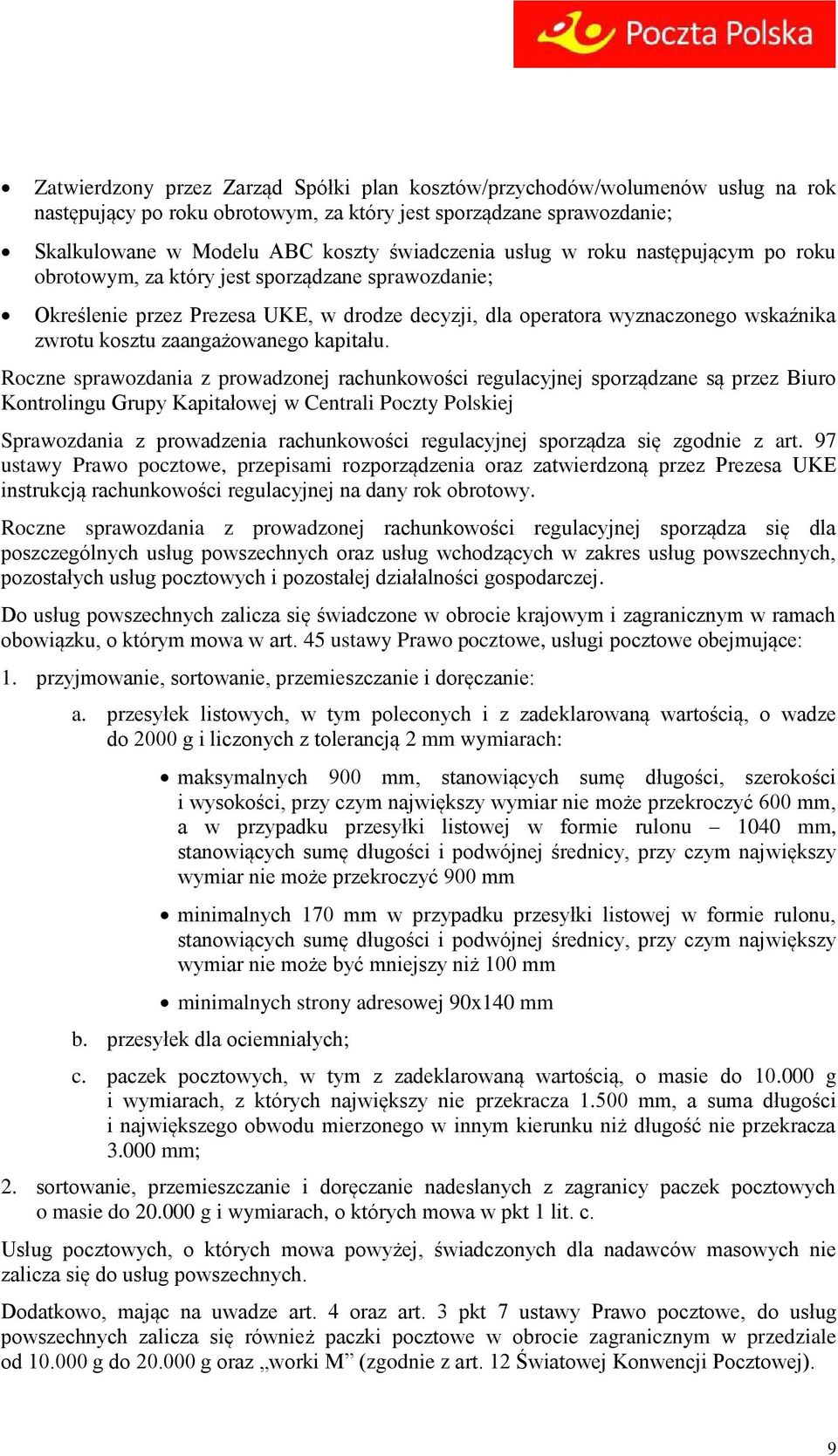 Poczta Polska S.A. Instrukcja rachunkowości regulacyjnej na rok PDF Darmowe  pobieranie