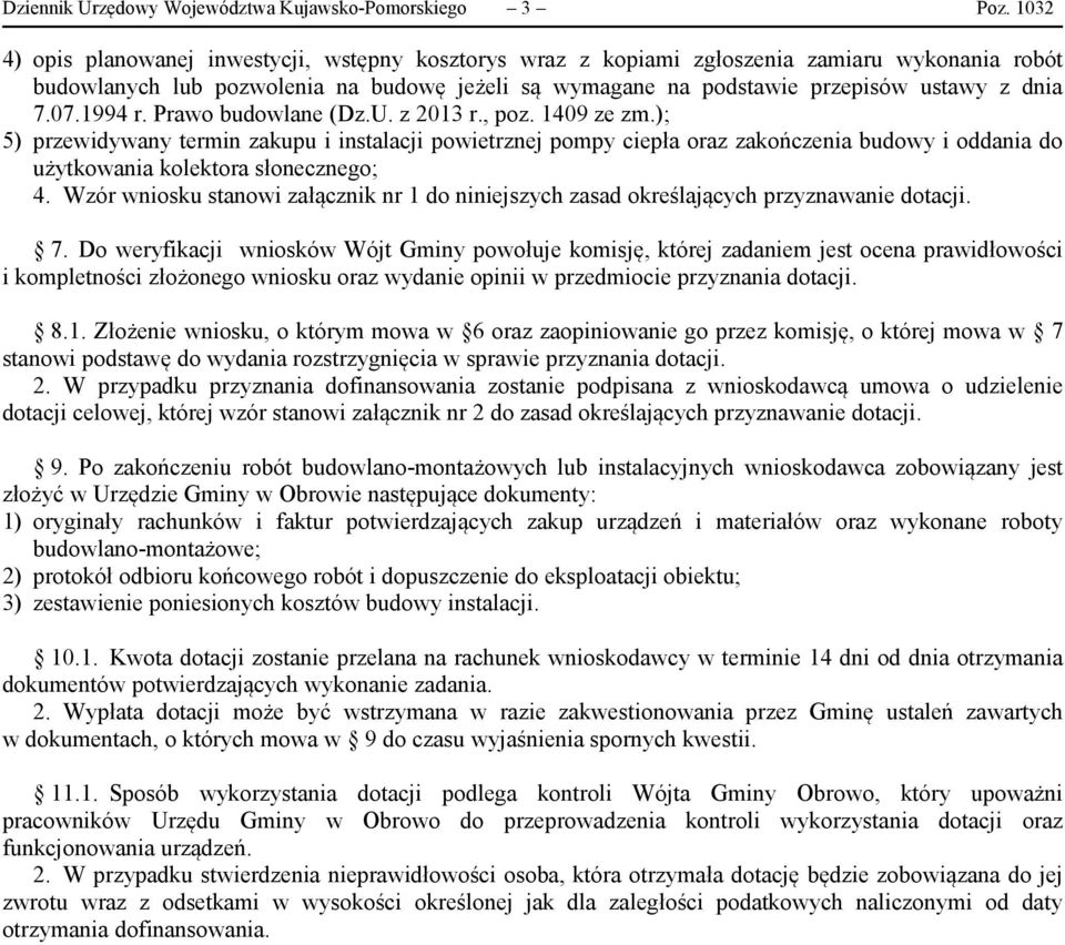 07.1994 r. Prawo budowlane (Dz.U. z 2013 r., poz. 1409 ze zm.