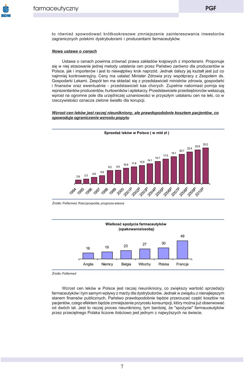 Proponuje siê w niej stosowanie jednej metody ustalania cen przez Pañstwo zarówno dla producentów w Polsce, jak i importerów i jest to niew¹tpliwy krok naprzód.