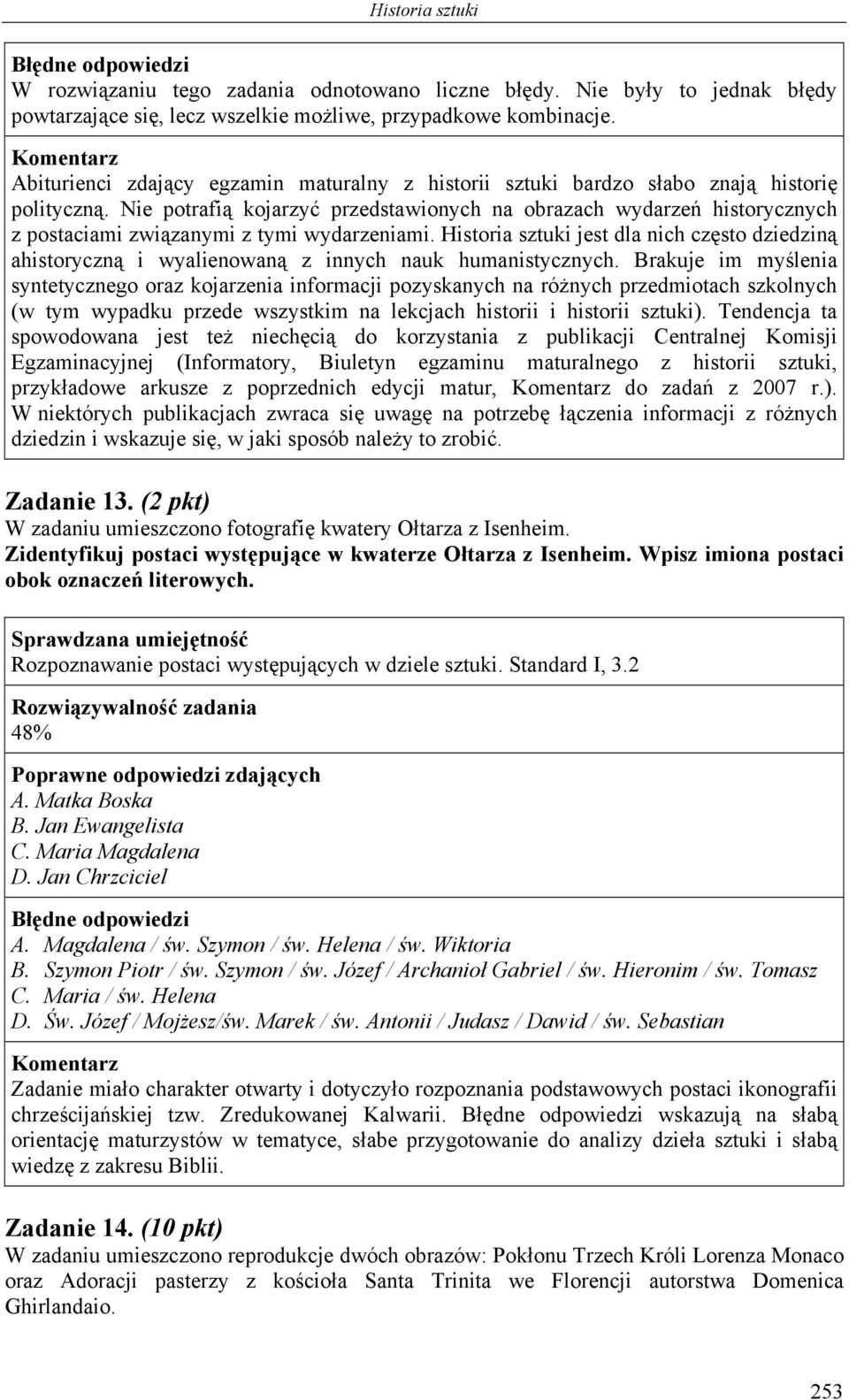 Nie potrafią kojarzyć przedstawionych na obrazach wydarzeń historycznych z postaciami związanymi z tymi wydarzeniami.