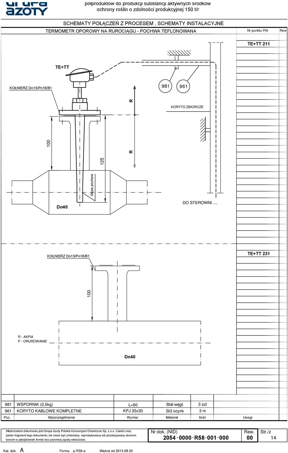 .. KOŁNIEZ Dn15/n16/B1 TE+TT 231 100 - Ki - OUOWNIE Dn40 961 WSONIK (0,5kg) KOYTO KBLOWE KOMLETNE L=60 Stal węgl.