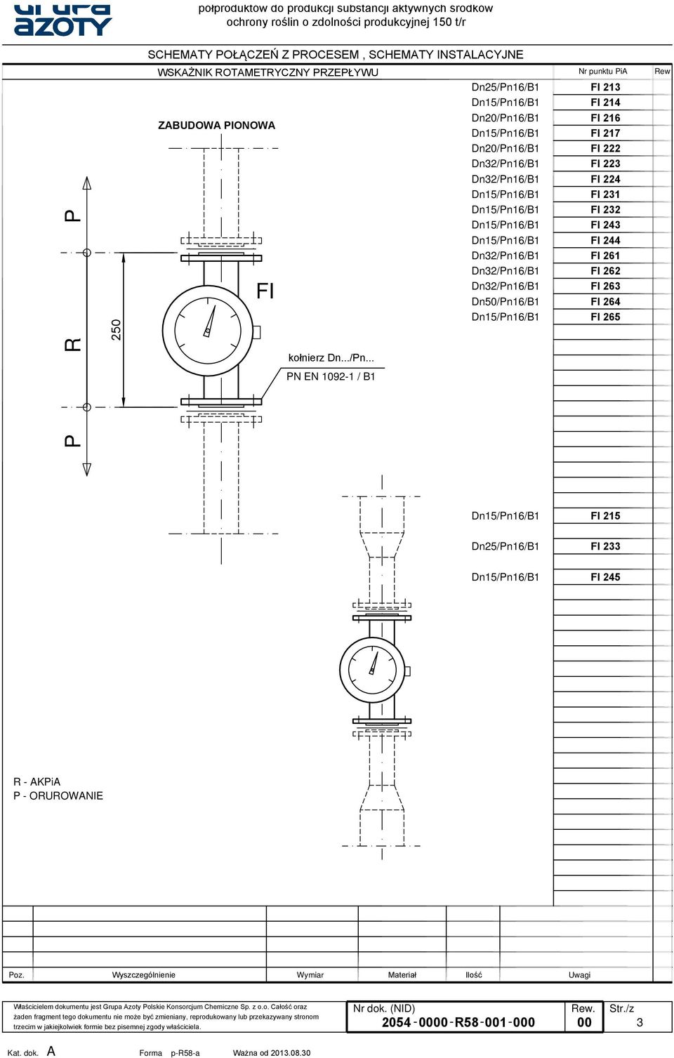 Dn32/n16/B1 Dn32/n16/B1 Dn50/n16/B1 Dn15/n16/B1 Nr punktu i FI 213 FI 214 FI 216 FI 217 FI 222 FI 223 FI 224 FI 231 FI 232 FI 243 FI 244 FI 261 FI 262 FI 263 FI