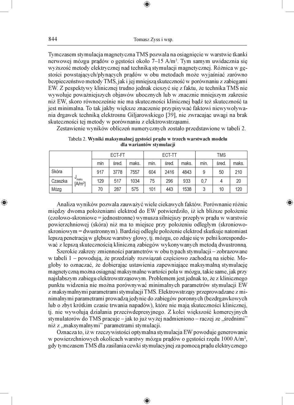 Różnica w gęstości powstających/płynących prądów w obu metodach może wyjaśniać zarówno bezpieczeństwo metody TMS, jak i jej mniejszą skuteczność w porównaniu z zabiegami EW.