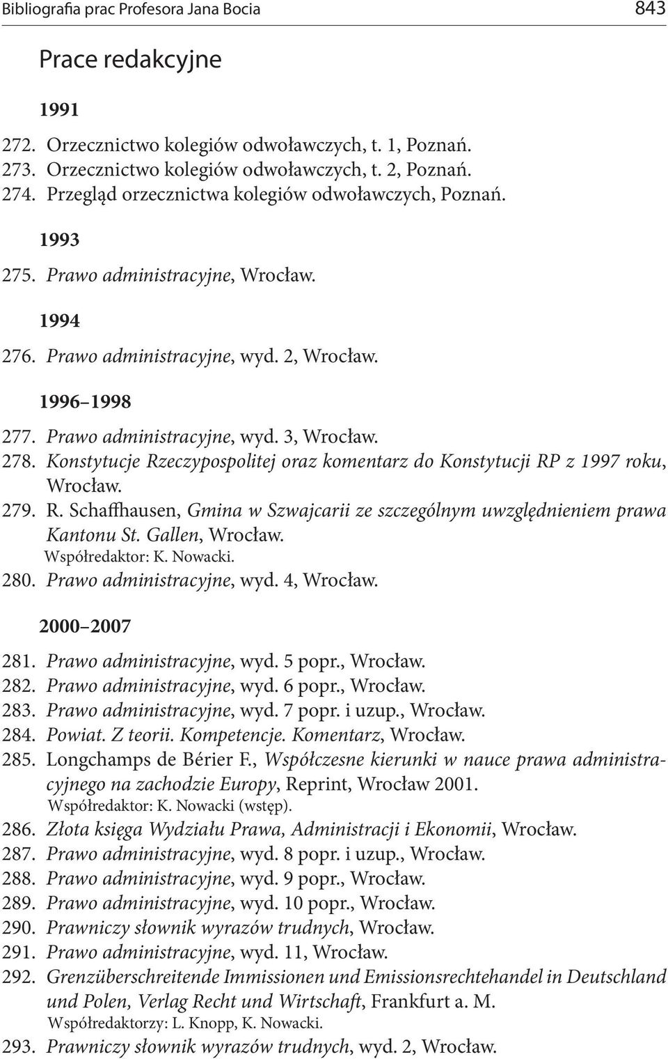 Konstytucje Rzeczypospolitej oraz komentarz do Konstytucji RP z 1997 roku, 279. R. Schaffhausen, Gmina w Szwajcarii ze szczególnym uwzględnieniem prawa Kantonu St. Gallen, Współredaktor: K. Nowacki.