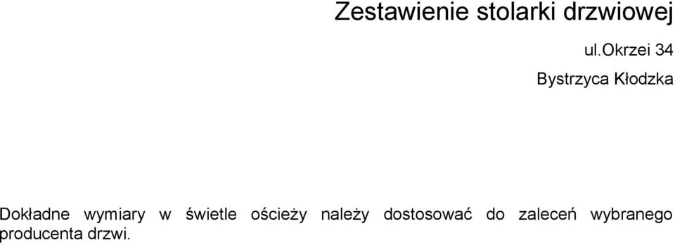 wymiary w świetle ościeży należy