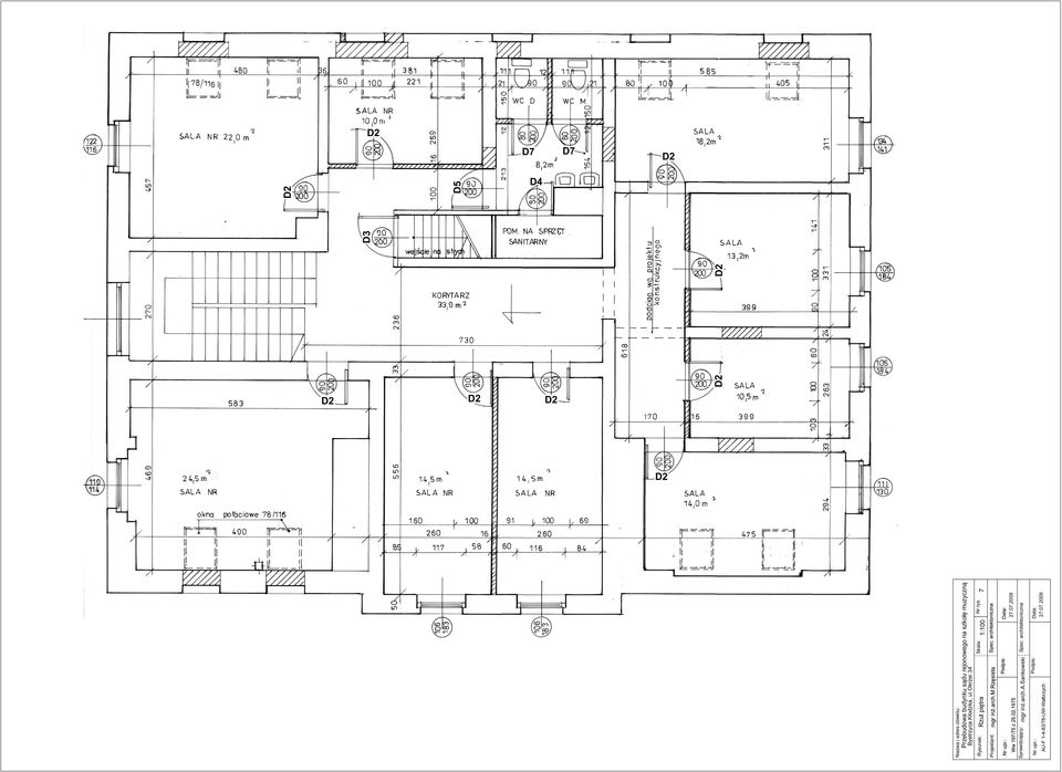 Rzut piêtra 1:100 7 rojektant: mgr in.arch.m.rzêsista Spec: architektoniczna Ww 197/75 z 25.
