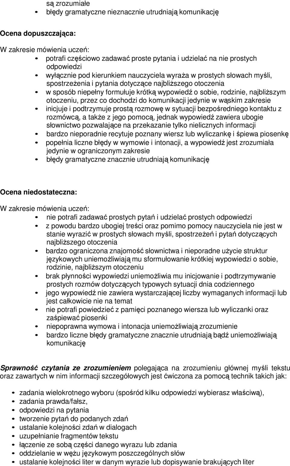 najbliższym otoczeniu, przez co dochodzi do komunikacji jedynie w wąskim zakresie inicjuje i podtrzymuje prostą rozmowę w sytuacji bezpośredniego kontaktu z rozmówcą, a także z jego pomocą, jednak