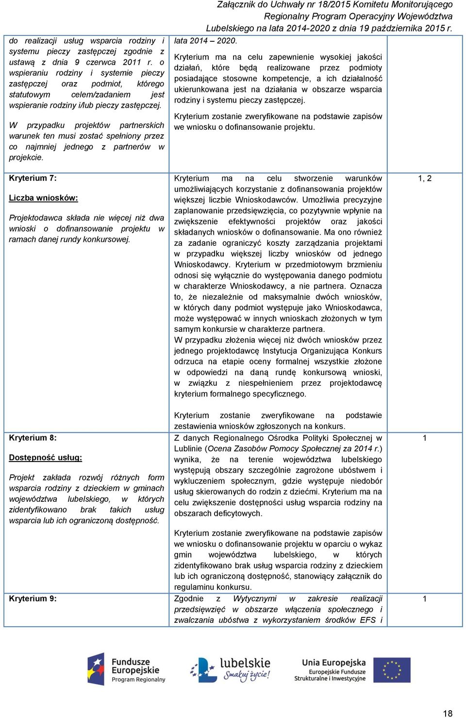 W przypadku projektów partnerskich warunek ten musi zostać spełniony przez co najmniej jednego z partnerów w projekcie. lata 204 2020.