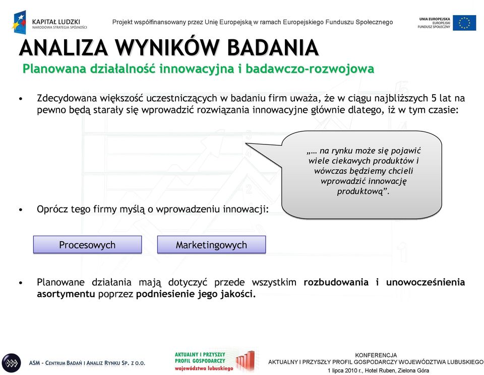 wprowadzeniu innowacji: na rynku moŝe się pojawić wiele ciekawych produktów i wówczas będziemy chcieli wprowadzić innowację produktową.