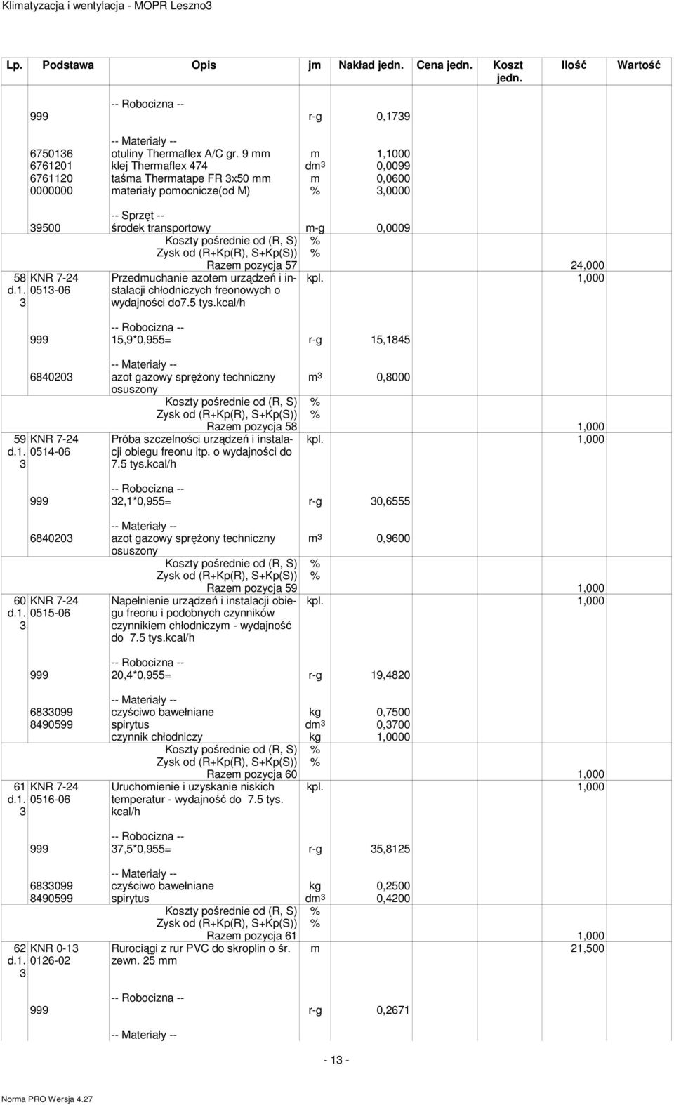 . 053-06 3 Przedmuchanie azotem urządzeń i instalacji chłodniczych freonowych o wydajności do7.5 tys.