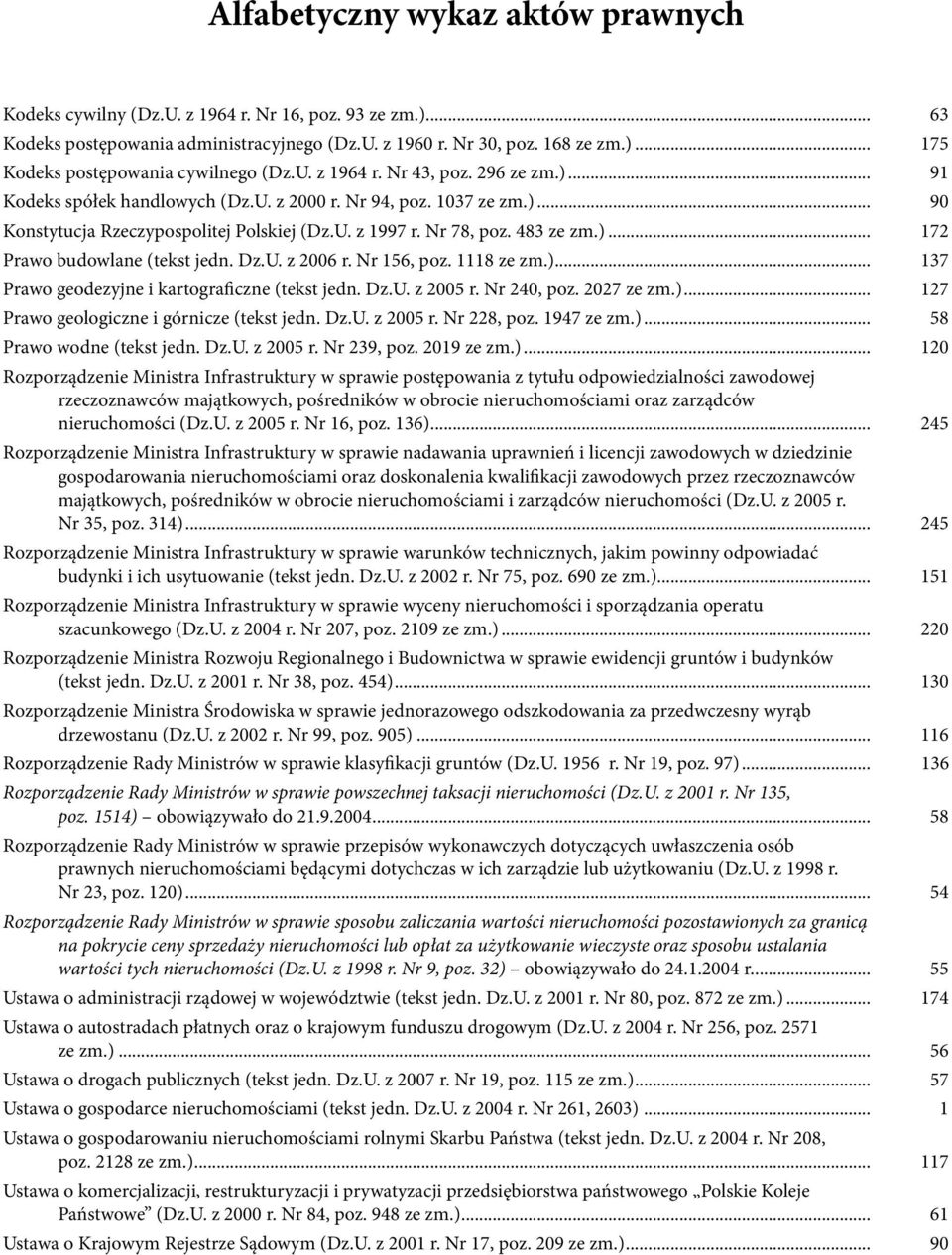 Dz.U. z 2006 r. Nr 156, poz. 1118 ze zm.)... 137 Prawo geodezyjne i kartograiczne (tekst jedn. Dz.U. z 2005 r. Nr 240, poz. 2027 ze zm.)... 127 Prawo geologiczne i górnicze (tekst jedn. Dz.U. z 2005 r. Nr 228, poz.