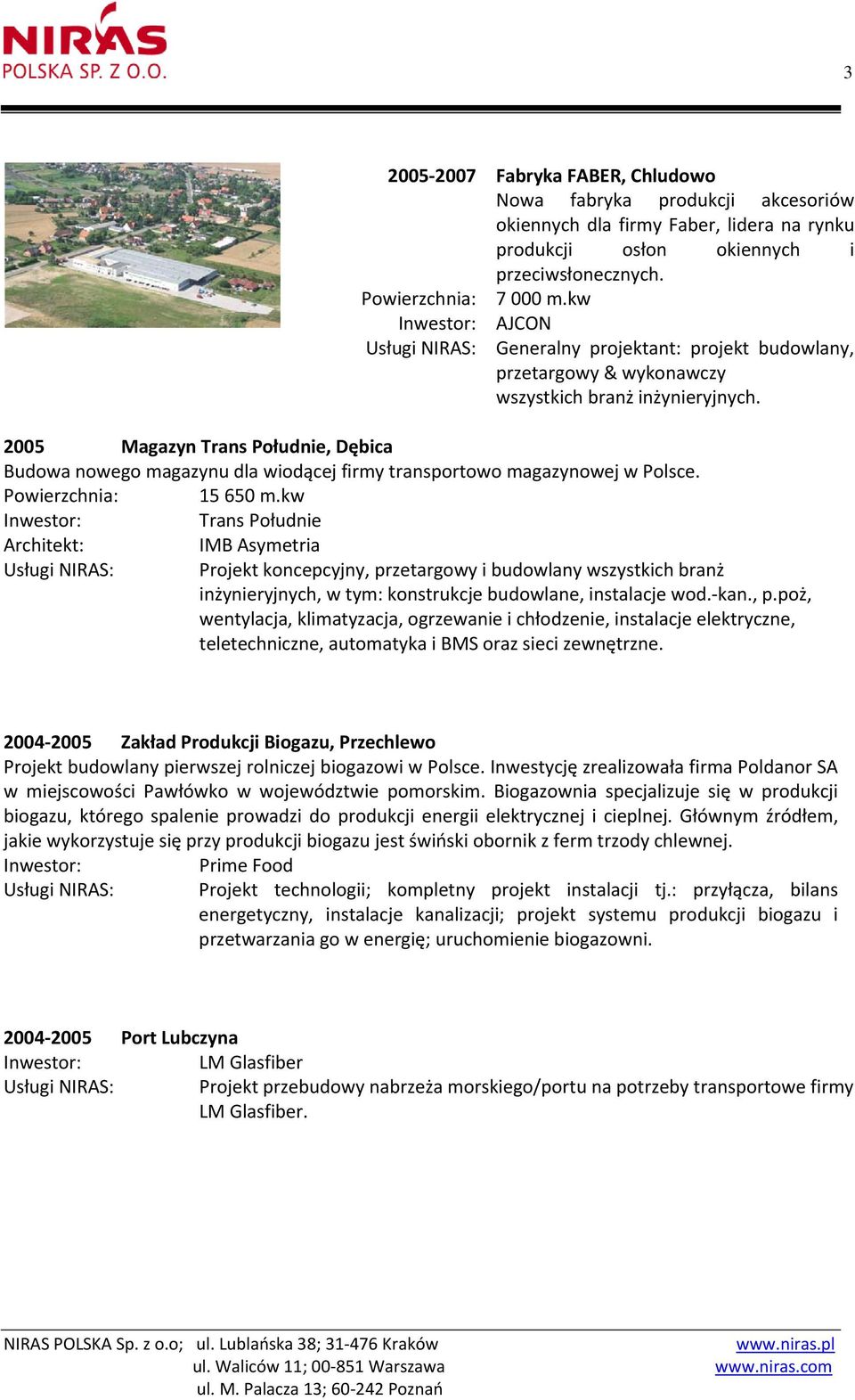 2005 Magazyn Trans Południe, Dębica Budowa nowego magazynu dla wiodącej firmy transportowo magazynowej w Polsce. 15 650 m.