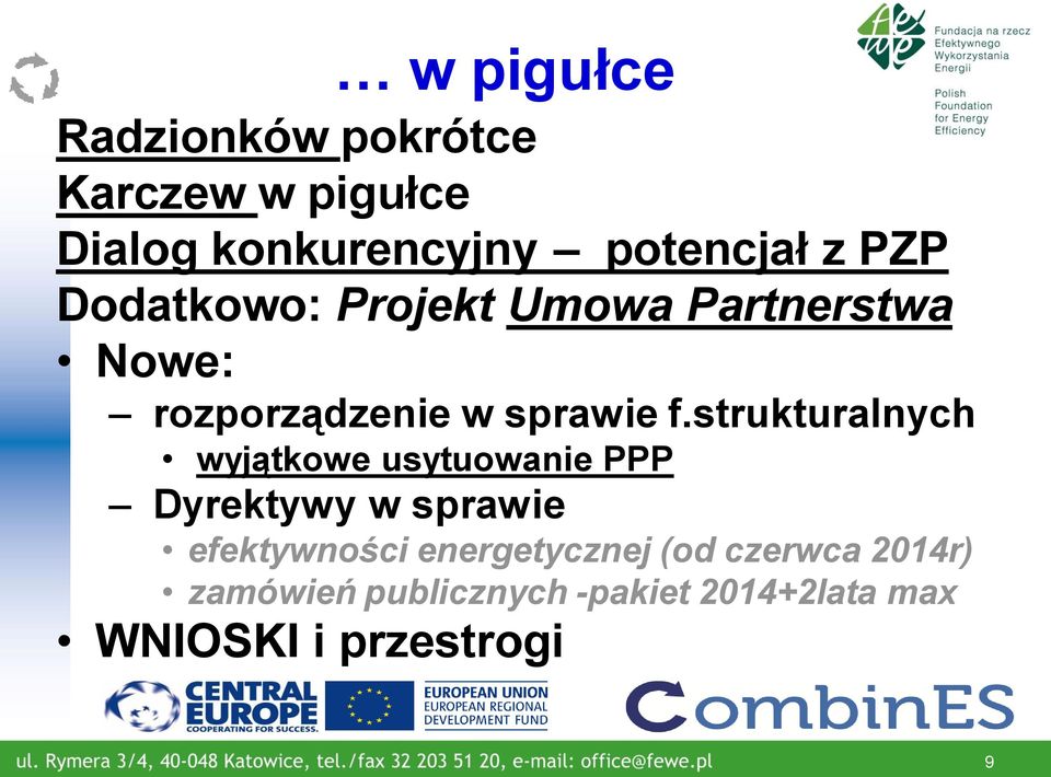 strukturalnych wyjątkowe usytuowanie PPP Dyrektywy w sprawie efektywności