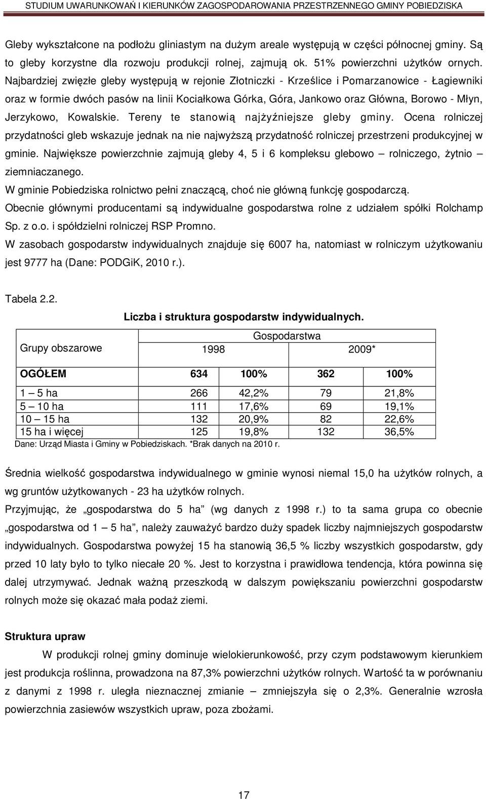 Jerzykowo, Kowalskie. Tereny te stanowią najżyźniejsze gleby gminy. Ocena rolniczej przydatności gleb wskazuje jednak na nie najwyższą przydatność rolniczej przestrzeni produkcyjnej w gminie.