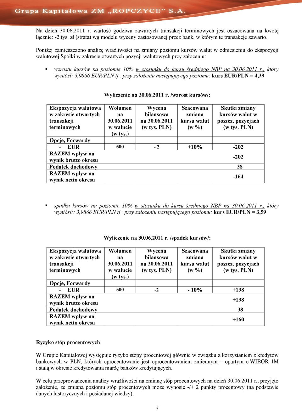 10% w stosunku do kursu średniego NBP na 30.06.2011 r., który wyniósł: 3,9866 EUR/PLN tj.